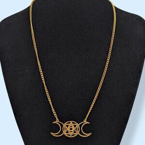 (2/$20) Stainless Steel Moon Phases Pendant Necklace
